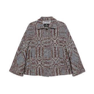 Etro Etro, Tweed Jackets, female, Multicolor, Size: L Chaquetón Combinados