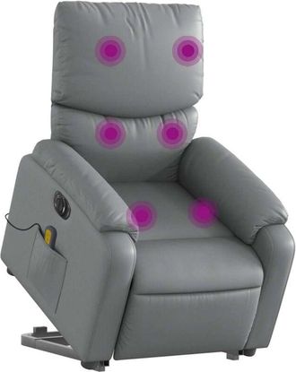 vidaXL Vidaxl - Sill&oacute;n De Masaje Elevable El&eacute;ctrico Cuero Sint&eacute;tico Gris