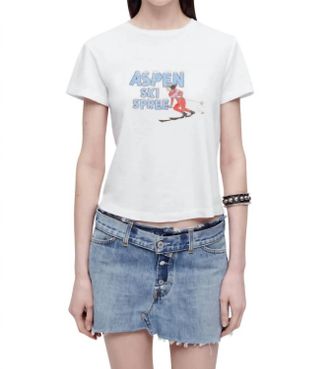 Re/Done Classic Ski Spree Tee In Vintage White