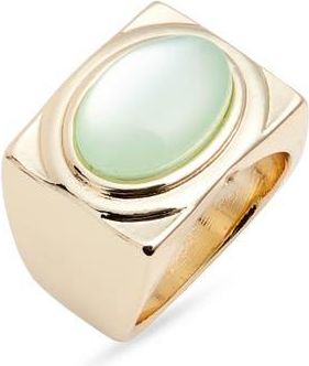 Nordstrom Wide Oval Resin Signet Ring in Seafoam- Gold at Nordstrom, Size 8