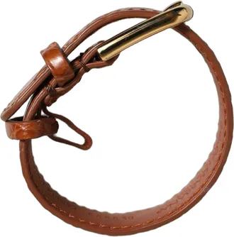 Dolce & Gabbana Brown Textured Leather Gold Buckle Belt Strap Womens Bracelet