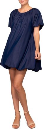 Melloday Short Sleeve Bubble Hem Minidress in Dark Denim at Nordstrom Rack, Size X-Small