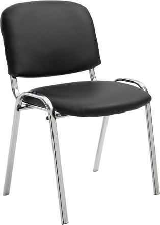 Clp Silla con patas de metal y asiento en Simil cuero Negro