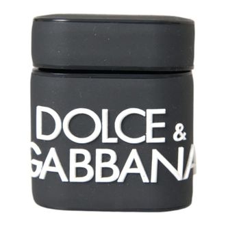 Dolce & Gabbana Phone Accessories, female, Black, Size: ONE SIZE Embossed Logo Silicone Airpods Case