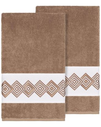 Linum Home Textiles 100% Turkish Cotton Noah 2Pc Embellished Bath Towel Set