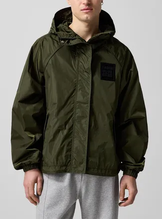 Ganni Mens Velvet logo nylon Windbreaker Jacket