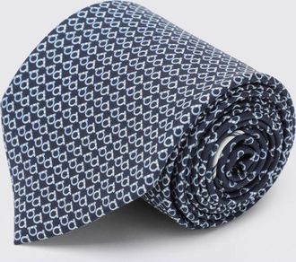 Ferragamo Cravatta Gancini in pura seta con motivo monogram all-over