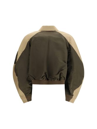 sacai Womens Bomber Jacket Cotton-Nylon D-Khaki-Beige D/khaki/beige
