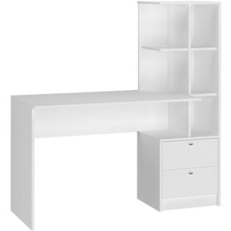 Vicco Tavolo da pranzo Denton, Bianco, 136 x 55 cm con 2 cassetti