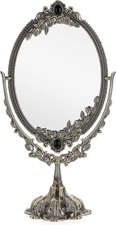OEM Espejo De Maquillaje Decorativo Ovalado Vintage De Doble Cara Para Mesa, Fotograf&iacute;a O Tocador (grande, Bronce)