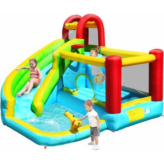 Costway Costway Tobog&aacute;n Acu&aacute;tico Inflable, Casa De Rebote Con Pared De Escalada, Piscina De Salpicaduras, Ca&ntilde;&oacute;n De Agua, Aro De Baloncesto, Tobog&aacute;n Acu&aacute;tico P