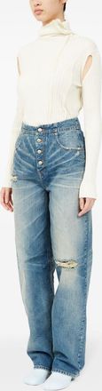 Maison Margiela Womens Cotton Denim Jeans - Light Blue - Size 25 (Waist)