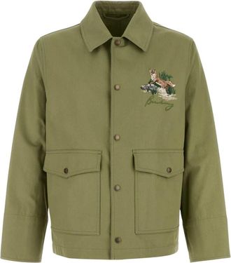 Burberry Cotton Jacket - Heren - Zomerjassen - Groen - L - Katoen - Jassen