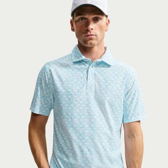 Nike Mens Tailored Performance Microprint Golf Polo in Blue | IO0728-416