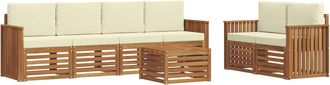 vidaXL Conjunto De Sof&aacute;s De Exterior 7 Uds. Natural Y Crema Vidaxl
