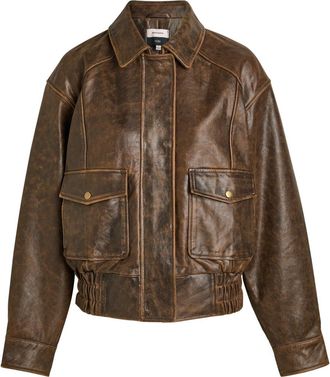 Reformation Daphne Panelled Leather Jacket - Brown - S (UK8-10 / S)
