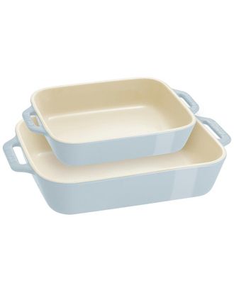 Staub Ceramic 2Pc Pastel Blue Rectangular Baking Dish Set