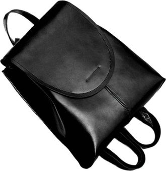 Generic Womens Leather Rucksack - Oil Wax Leather Daypack Backpack for Everyday Use(Black)