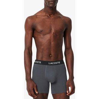 Lacoste Core Essentials Assorted 5-Pack Stretch Cotton Boxer Briefs in Grey at Nordstrom, Size Xx-Large