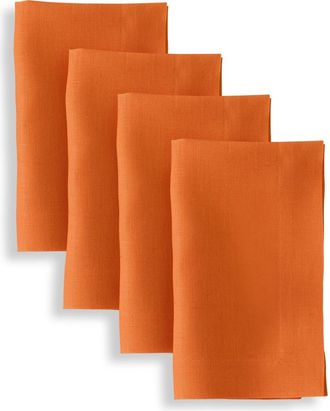 Solino Home Linen Dinner Napkins Set of 4, 20 x 20 Inch for Dining Table, Holiday and Everyday Table Decor - Fete in Persimmon Orange at Nordstrom