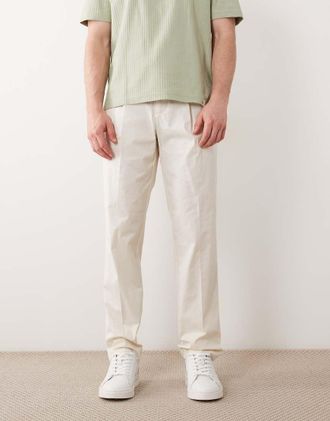 Selected Pantaloni a pieghe color crema-Bianco