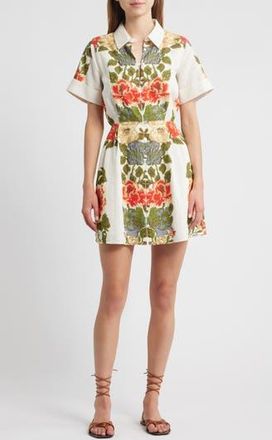 Cleobella Sadie Floral Cotton & Linen Shirtdress in Juliet Print at Nordstrom Rack, Size Large