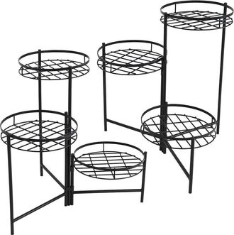 Sunnydaze Black Three Tiered Indoor Outdoor Flower Plant Stand 22In