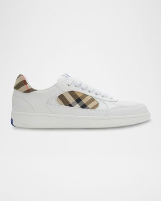 Burberry Men & apos;s Terrace Mix Leather and Check Low-Top Sneakers