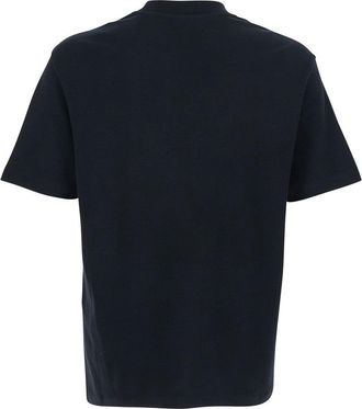 Emporio Armani Mens Crew Neck T-Shirt Embroidered Logo Black Cotton T-Shirts And Polos