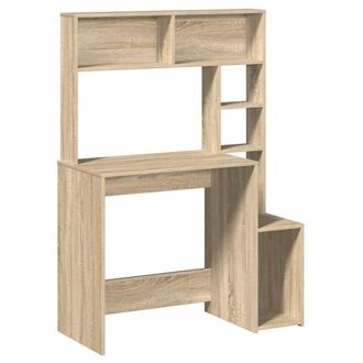 Berkfield Home Desk with Shelves Sonoma Oak 100x45x140 cm Engineered Wood in Light Brown | Size: 100 x 45 x 140 cm