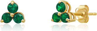 MAX + STONE 14k White or Yellow Gold Small Gemstone Trio Round Stud Earrings