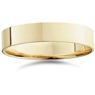 Pompeii3 5mm Flat High Polished Wedding Band 14K Yellow Gold Size Selectable