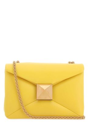 Valentino Garavani Yellow Nappa Leather One Stud Shoulder Bag