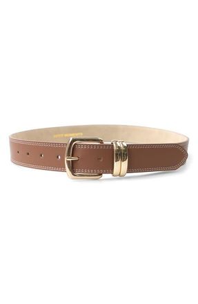 Petit Moments Madison Faux Leather Belt in Tan/Gold at Nordstrom, Size X-Small