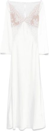 Self Portrait lace satin gown - women - Polyester/Cotton/Polyamide/Polyester/Elastane - 4 - White