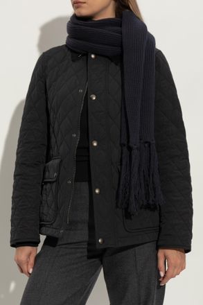Officine Générale Scarf With Fringes, Unisex, Navy Blue