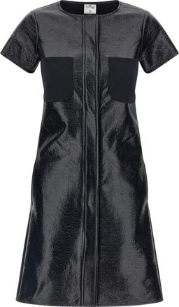Courr&egrave;ges 2-Pocket Vinyl Jurk - Dames - Korte kleedjes - Zwart - XS - Katoen - Kleedjes