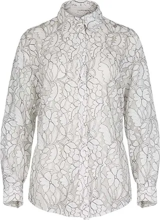 Anne Fontaine Womens Shirt Daniela White And Black Sheer Oversized Shirt in Black/white at Nordstrom, Size Large