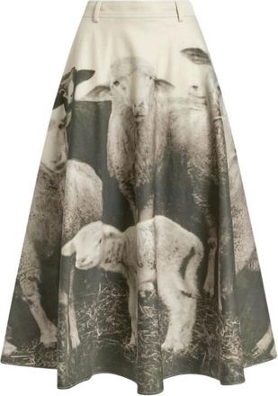 Moschino Rokken, Dames, Veelkleurig, XS, Katoen, Printed Cotton Gabardine Skirt