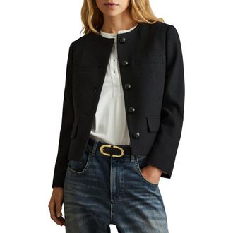 Reiss Nola Textured Wool Jacket in Black at Nordstrom Rack, Size 0