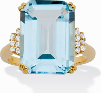Palm Beach Jewelry 18.92 TCW Blue Topaz 18k Gold-Plated Silver Ring