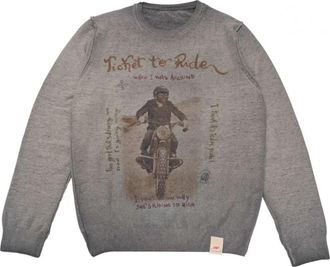 Bob Omkeerbare Wollen Trui met Ronde Hals - Heren - Ronde hals truien - Grijs - XL - Wol - Truien & Vesten
