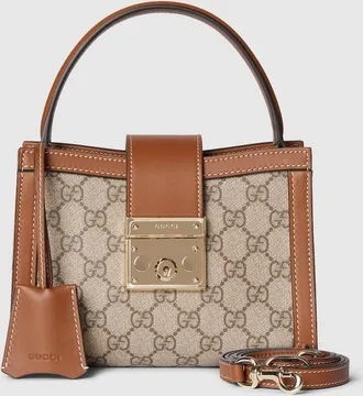 Gucci Padlock Small Top Handle Bag, Beige, GG Canvas