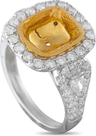 Luxury Bazaar 18K White Gold 1.30ct Diamond Halo Mounting Ring MF14-082026