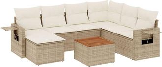 vidaXL Vidaxl - Juego De Sof&aacute;s De Jard&iacute;n Con Cojines Beige 8 Pzas Rat&aacute;n Pe