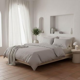 Colch&oacute;n Morfeo Funda n&oacute;rdica percal algod&oacute;n org&aacute;nico gris, cama 150 cm