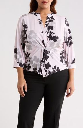Anne Klein Floral Twist Top in Soft Blossom Multi at Nordstrom Rack, Size 3 X