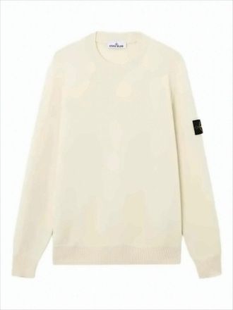 Stone Island Minimalist Wool-Polyamide Blend Sweater With Patch Logo