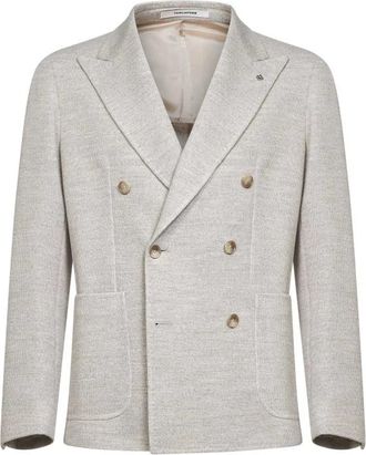 Tagliatore Double-breasted jas - Heren - Blazers - Beige - 2XL - Leer - Jassen