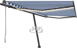 vidaXL Vidaxl - Toldo Autom&aacute;tico Led Sensor De Viento Azul Y Blanco 400x300 Cm